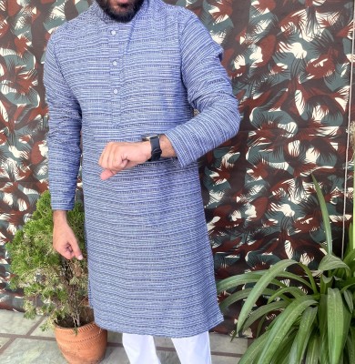 Sypher Boutique Men Self Design Straight Kurta(Blue)