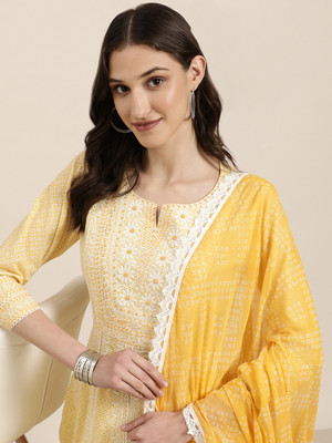 SHOWOFFFF Women Kurta Palazzo Dupatta Set