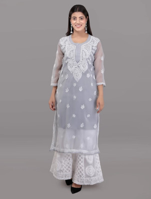 Chikankari by fs fashion Women Kurta Sharara Set