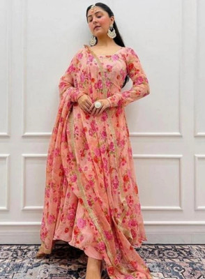 HouseOfCommon Women A-line Pink Maxi/Full Length Dress