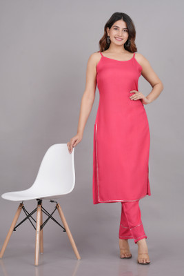 Vinod Enterprises Women Solid A-line Kurta(Pink)
