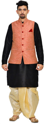 Royal Garments Men Kurta Dhoti Pant Ethnic Jacket Set