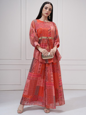 Vishudh Women Ethnic Top Palazzo Set