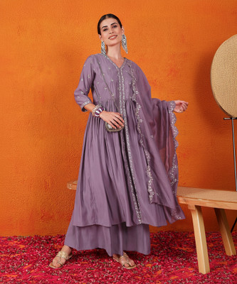 Sangria Women Kurti Palazzo Dupatta Set