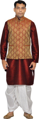 Royal Garments Men Kurta Dhoti Pant Ethnic Jacket Set