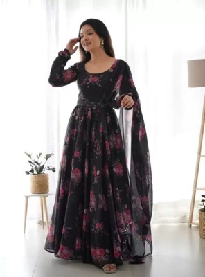 laxmi creation Anarkali Gown(Black)