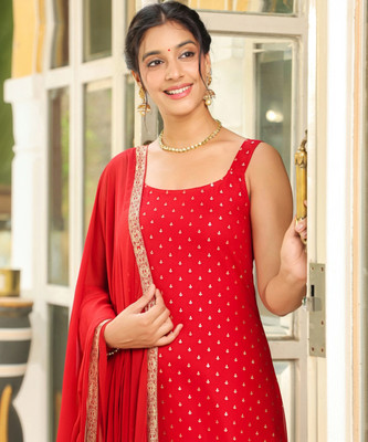 Janasya Women Kurta Pant Dupatta Set