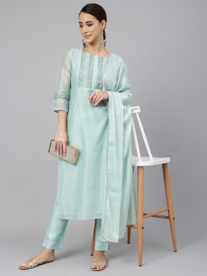 Janasya Women Kurta Pant Dupatta Set