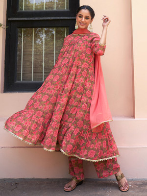 Janasya Women Kurta Palazzo Dupatta Set