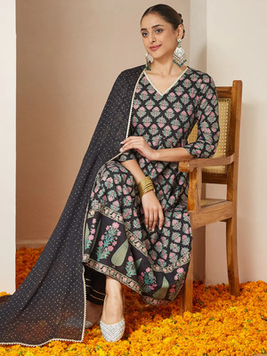 Janasya Women Kurta Pant Dupatta Set