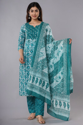 RaghviFab Women Kurta Pant Dupatta Set
