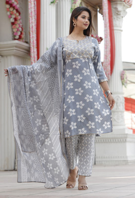 Shri Krishna Print Women Kurta Pant Dupatta Set