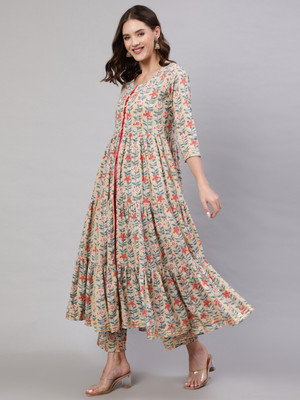 GLAM ROOTS Anarkali Gown(Beige)
