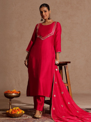 Janasya Women Kurti Pant Dupatta Set