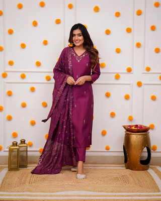 RN Fashion Embroidered Kurta, Trouser/Pant & Dupatta Set