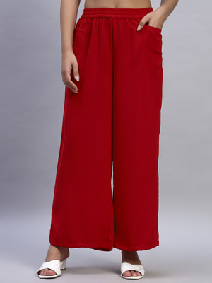 HOE Flared Women Red Trousers