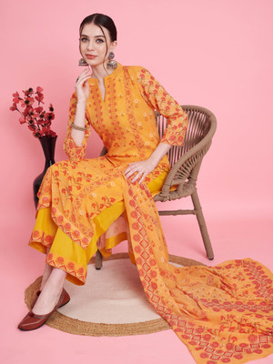 VBUYZ Women Kurta Palazzo Dupatta Set