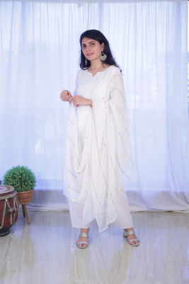 RK Creation Solid Kurta, Trouser/Pant & Dupatta Set