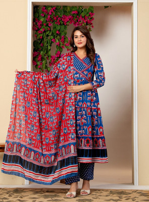 Vnyashri Women Ethnic Top Pant Dupatta Set