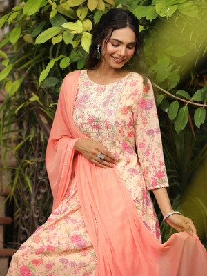 Janasya Women Kurta Palazzo Dupatta Set