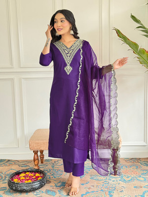 SHREE KSHETRAPAL CREATION Embroidered Kurta, Trouser/Pant & Dupatta Set