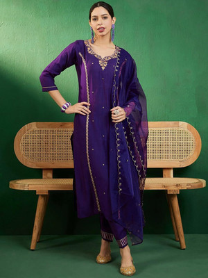 Tasrika Self Design Kurta, Trouser/Pant & Dupatta Set