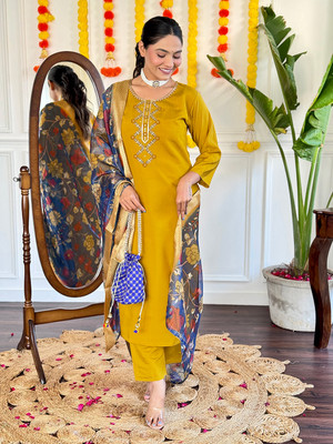 LEGAYETNIC Embroidered Kurta, Patiala & Dupatta Set