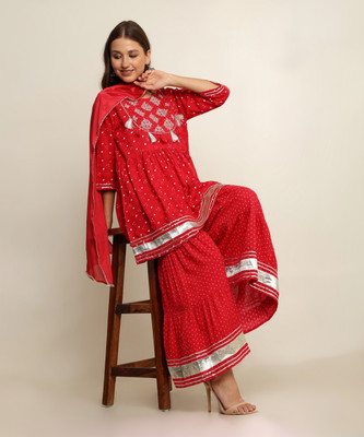 GPNTI Women Kurta Sharara Dupatta Set