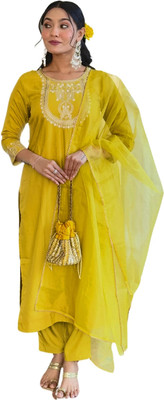 FancyFits Embroidered Kurta, Salwar & Dupatta Set