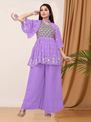 parrot creation Women Ethnic Top Sharara Set