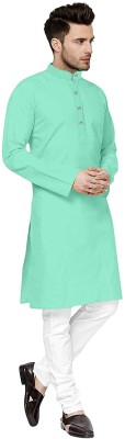 Vibhuti Men Solid Straight Kurta(Light Green)