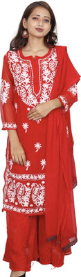 ADR CHIKAN Women Kurta Sharara Dupatta Set