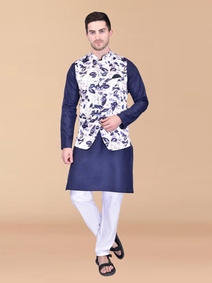 PRINTCULTR Men Kurta Pyjama Ethnic Jacket Set