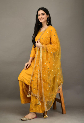 jenswi Women Kurta Palazzo Dupatta Set