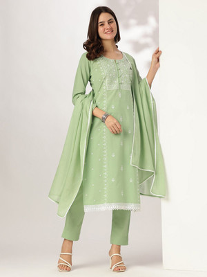 Janasya Women Kurti Pant Dupatta Set