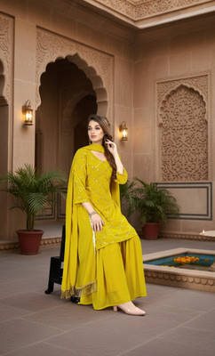 NK DESIGNER Women Kurti Sharara Set