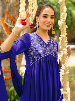 Janasya Women Kurti Palazzo Dupatta Set