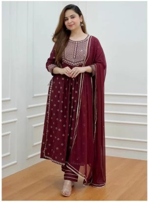 Aimca Embroidered Kurta, Trouser/Pant & Dupatta Set