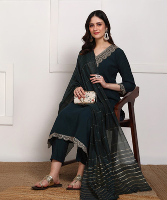 New Ethnic 4 You Women Kurti Pant Dupatta Set