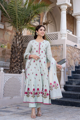 WOOMN Women Kurta Pant Attached Dupatta Set