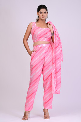 Gulabii Gouri Women Crop Top Pant Ethnic Jacket Set