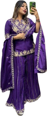 ADOLTEXTILE Women Ethnic Top Sharara Dupatta Set