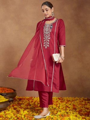 Janasya Women Kurti Pant Dupatta Set