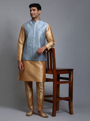 VM Men Kurta Pyjama Ethnic Jacket Set