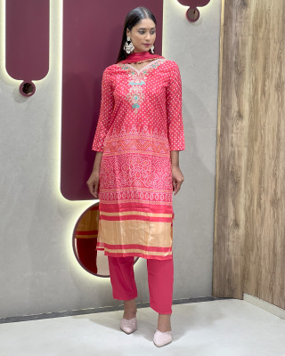 Angel western Embroidered Kurta, Trouser/Pant & Dupatta Set