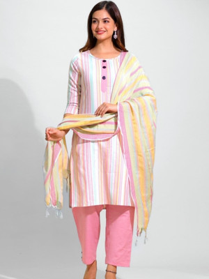 ZR Clothes Striped Kurta, Trouser/Pant & Dupatta Set