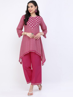 Vishudh Women Ethnic Top Palazzo Set