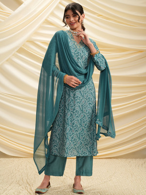 Vishudh Women Kurta Palazzo Dupatta Set