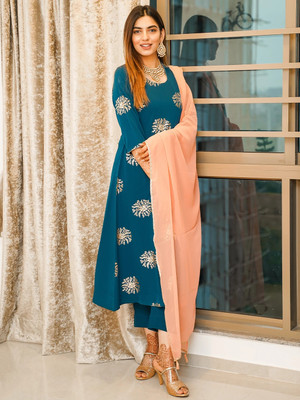 Janasya Women Kurta Pant Dupatta Set