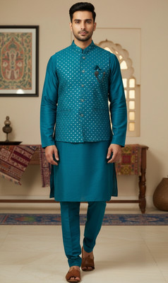 Menchoice Men Kurta Pant Ethnic Jacket Set